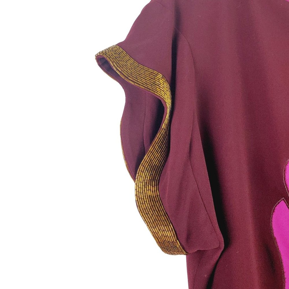 Diane Von Furstenberg Poppie *RARE* Chiffon Copper Beaded Sleeve Dress, 6 - Picture 6 of 8